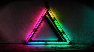 Ai Art Neon Triangle Simple Background 3454x1943 Wallpaper
