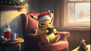 Ai Art Pikachu Pokemon Christmas Santa Hats Holiday 3060x2048 Wallpaper