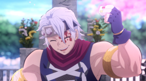 Kimetsu No Yaiba Tengen Uzui Anime Anime Screenshot Anime Boys White Hair Flowers Muscles Hashira He 1920x1080 Wallpaper
