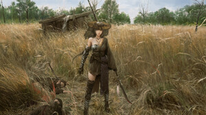 Artwork Women Fantasy Art Fantasy Girl Asian Weapon Spear Women With Weapons Corpse Hat Women Outdoo 1920x1060 Wallpaper