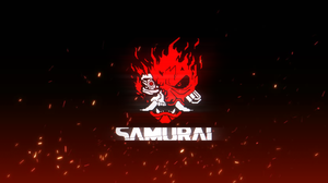 Cyberpunk 2077 Samurai Cyberpunk Samurai Fire Simple Background 2560x1440 Wallpaper