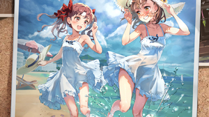 To Aru Majutsu No Index To Aru Kagaku No Railgun Anime Girls White Dress Anime Sky Sun Hats Picture  1637x2083 Wallpaper