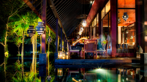 Photography Trey Ratcliff Restaurant Garden Night Lights Thailand Krabi 7680x4320 Wallpaper