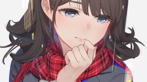 Anime Anime Girls Scarf Hat Long Hair Looking Away Uniform Portrait Display Blue Eyes Brunette 2894x4093 Wallpaper