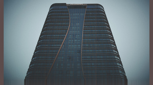 Hotel Building Skyscraper Teal Glitch Art Photoshopped Photography Noise 4200x3500 Wallpaper