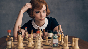 Anya Taylor Joy Women Actress TV Series Chess The Queens Gambit Whisky Pills Sitting Redhead Women I 1920x1263 Wallpaper