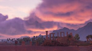 Landscape Assassins Origins Sky Pink Colorful Vibrant Egypt Ruins Fortress Magic Sea Water Lake Summ 1920x1080 Wallpaper