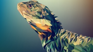 Digital Art Facets Lizard Low Poly Polygon Reptile 7200x4800 Wallpaper