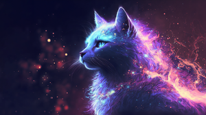 Ai Art Illustration Cats Space Universe Nebula Minimalism Stars 3641x2048 Wallpaper