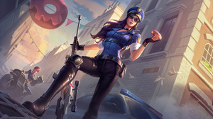 Caitlyn Caitlyn League Of Legends League Of Legends Riot Games Police GZG Digital Art 4K Piltover Vi 7680x4320 Wallpaper