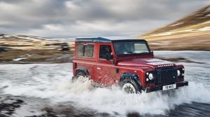 Car Land Rover Land Rover Defender Motion Blur Off Road Red Car River Vehicle 5472x3648 Wallpaper