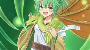 Anime Anime Girls Trading Card Games Yu Gi Oh Wynn The Wind Charmer Ponytail Green Hair Solo Artwork 1364x1397 Wallpaper