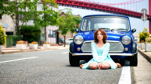 Asian Women Road Mini Cooper Car 2048x1152 Wallpaper