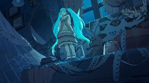 Hatsune Miku Vocaloid Anime Girls Night Anime Cyan Blue Cyan Hair 1920x1200 Wallpaper