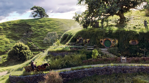 The Lord Of The Rings The Fellowship Of The Ring The Shire Bag End Gandalf Hills Trees House Horse W 1920x1080 Wallpaper