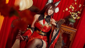 Women Model Asian Cosplay Amagi Azur Lane Azur Lane Video Games Fox Girl Fantasy Girl Animal Ears Wo 4500x3373 wallpaper