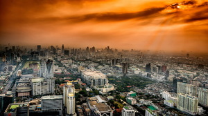 Aerial Bangkok Building City Cityscape Horizon Sunbeam Thailand 2048x1141 wallpaper
