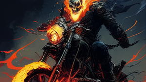 Ghost Rider Motorcycle Marvel Heroes Ai Art Marvel Comics Skull Fire 2048x2048 Wallpaper