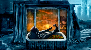 Bath Gas Mask Humor Post Apocalyptic Romantically Apocalyptic Ruin 1920x1200 Wallpaper