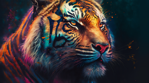 Ai Art Colorful Tiger Painting Portrait Animals 3060x2048 Wallpaper