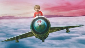 Airplane Boy Child Flight Sky 2560x1440 Wallpaper
