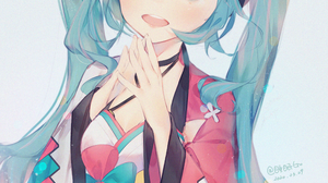 Vocaloid Hatsune Miku Magical Mirai Kimono Anime Girls Blue Hair Blue Eyes 2425x3445 Wallpaper