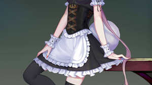 Anime Anime Women Simple Background Transparent Background Animal Ears Thigh Highs Long Hair Dress M 3400x6700 Wallpaper