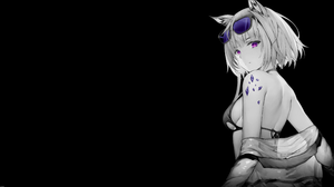 Selective Coloring Black Background Simple Background Dark Background Anime Girls Arknights Fox Girl 3840x2160 Wallpaper