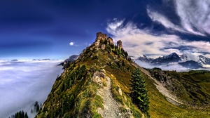 Nature Panorama Landscape Mountains Switzerland 3176x1413 Wallpaper