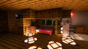 Minecraft Ray Tracing Path Tracing CGi Video Games Cube Bed Interior Wood 1920x1080 Wallpaper