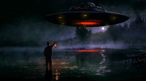 Artwork UFO Lantern Top Hat Spaceship 2107x1180 Wallpaper
