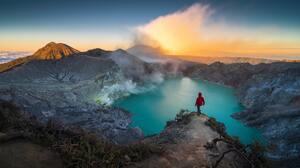 Crater Photography Volcano Lake Sunrise Mount Ijen Indonesia Mountains Landscape Nature 3000x2250 Wallpaper