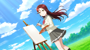 Sakurauchi Riko Love Live Love Live Sunshine Anime Anime Girls Sunlight Sky Clouds Long Hair Schoolg 3600x1800 wallpaper