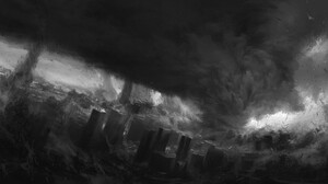 Artwork Apocalyptic Monochrome Disaster 2068x1080 Wallpaper