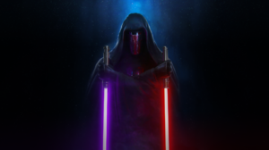 Artwork Star Wars Revan Darth Revan Science Fiction Sith Lightsaber Mask Hoods 2560x1440 wallpaper