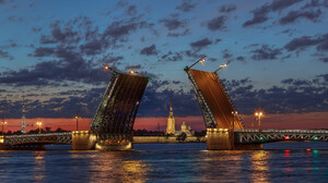 Palace Bridge Architecture River Russia Saint Petersburg Sky Cloud Evening City 1920x1080 wallpaper
