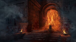 Diablo Diablo IV Video Games Fire Stairs Video Game Art Architecture 3202x1801 Wallpaper