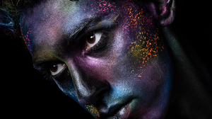 Olivier Merzoug Colorful Face Black Background Portrait Men 5304x3538 Wallpaper