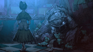 Big Daddy Bioshock Bioshock Drawing Teddy Bear 1366x768 Wallpaper