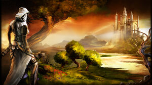 Trine Video Games Video Game Characters Video Game Art Water Castle Standing Sky Clouds 1920x1080 Wallpaper
