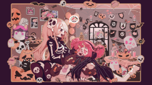 MuseDash Anime Girls Gamer Music Colorful Halloween Halloween Costume Candy Sweets Balloon 1920x1080 Wallpaper