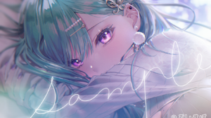 Anime Girls Virtual Youtuber Anime Turquoise Hair Earring Purple Eyes Hair Ornament Looking At Viewe 1652x1040 Wallpaper