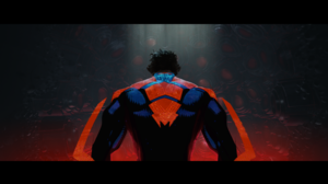 Spider Man Across The Spider Verse Spider Man Bodysuit Simple Background Minimalism Superhero 2560x1440 wallpaper
