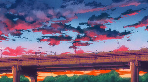 Artwork Digital Art Bridge Sunset 1920x845 Wallpaper
