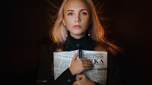 Anastasia Makarenko Face Hair Portrait Makeup Book Blonde 2560x1707 Wallpaper