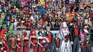Marvel Comics Deadpool Marriage Superhero Wolverine Captain America Domino Neena Thurman Hulk Cable  2751x1151 Wallpaper
