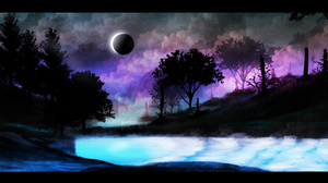 Eclipse Sky River 9957x4837 Wallpaper