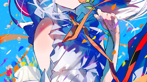 Original Characters Blue Hair Anime Girls Vocaloid Hatsune Miku Flowers Multi Colored Eyes 1250x2500 Wallpaper