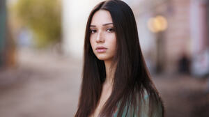 Women Maxim Maximov Long Hair Freckles Mariya Volokh Face Portrait Straight Hair Brown Eyes Bokeh Pi 2048x1387 Wallpaper