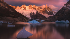 Vladimir Kushnarev Landscape Mountains Snow Golden Hour Ice Lake Horizon Sky Patagonia 1600x1068 Wallpaper